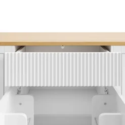 Îlot de Cuisine - desserte de Cuisine avec Rangement et Étagères, MDF Métal, 120x50x92 cm, Blanc