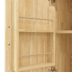 Îlot de Cuisine - desserte avec Étagères Réglables et Rangement Métal - MDF Naturel 120x45-75x92 cm