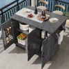 Îlot de Cuisine - desserte avec Tablette Extensible et Rangement Modulable, MDF Métal, Gris 118x45-75x92 cm