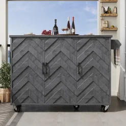 Îlot de Cuisine - desserte avec Tablette Extensible et Rangement Modulable, MDF Métal, Gris 118x45-75x92 cm