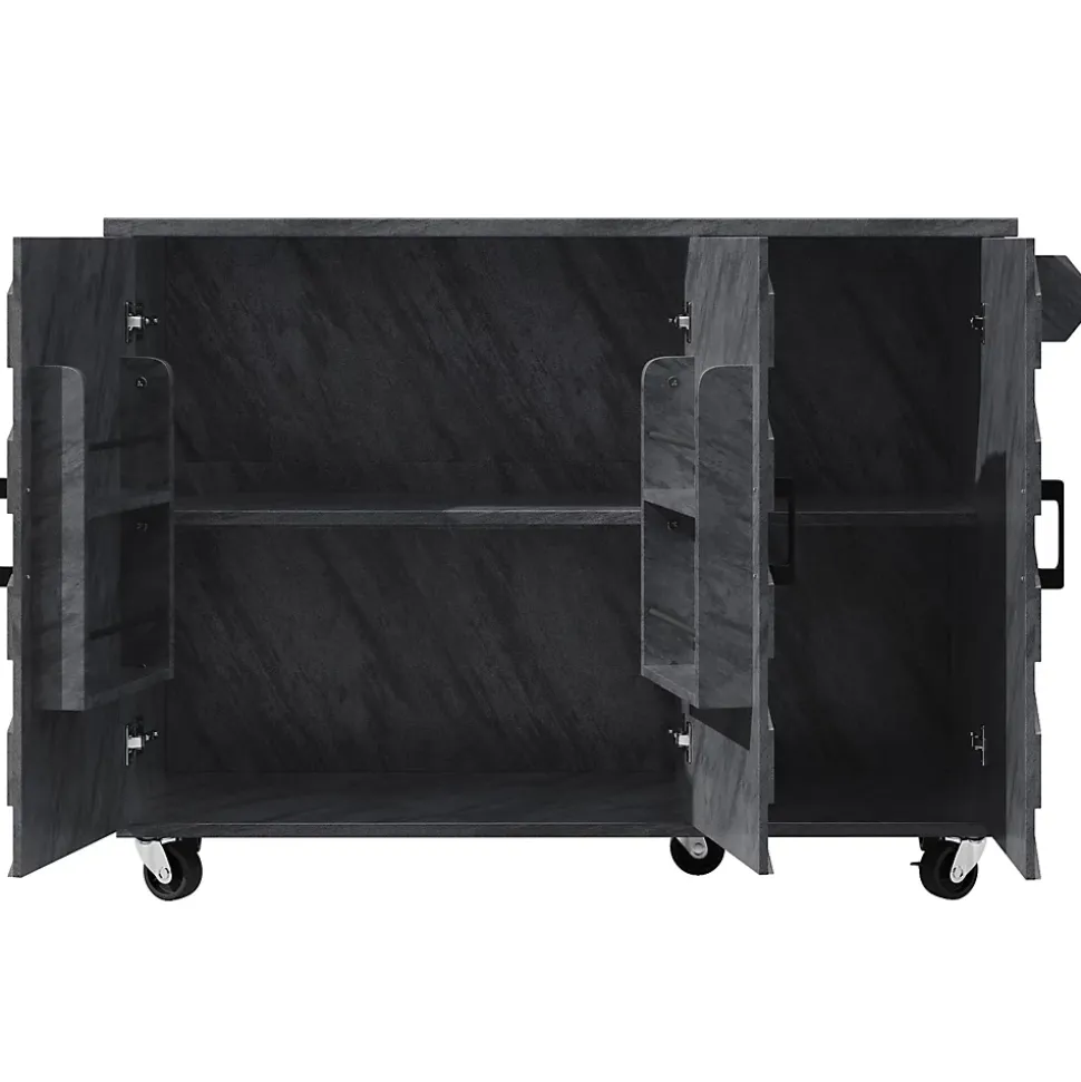 Îlot de Cuisine - desserte avec Tablette Extensible et Rangement Modulable, MDF Métal, Gris 118x45-75x92 cm