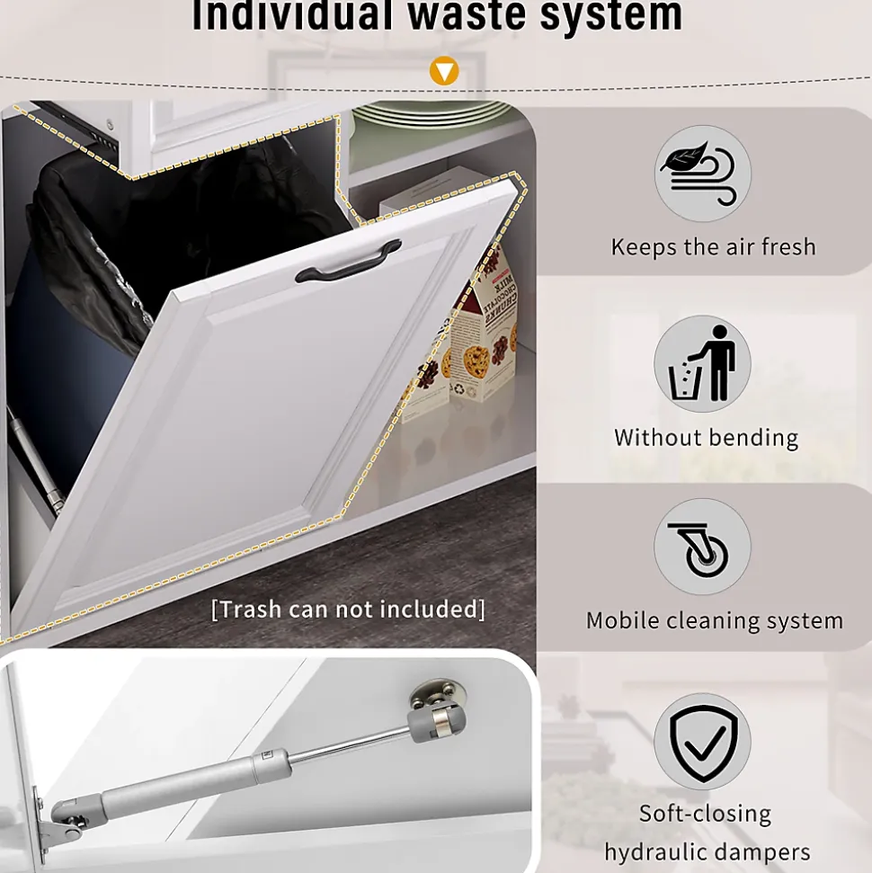 Îlot de Cuisine Mobile avec Table Extensible, Poubelle Intégrée, Porte-Serviette et Prise Électrique, Blanc, 120x40-70x92 cm