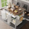 Îlot de cuisine moderne, 140x73x92cm, plan de travail rabattable, desserte avec portes et tiroirs, placards, blanc