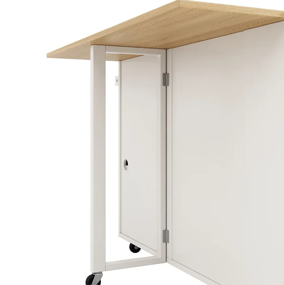 Îlot de Cuisine Multifonction avec Rangement, Prise et Porte-Bouteilles - Meuble Mobile en MDF et Métal - Blanc 131,5x76x90,7 cm