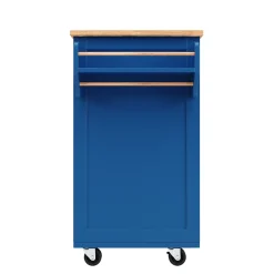 Îlot de Cuisine Multifonction avec Plan de Travail et Rangement, Buffet Design en MDF et Métal, Bleu, 102x45x92 cm