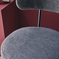 Lot de deux tabourets de bar assise rotative métal noir et tissu gris - L 50 x P 50 x H 92cm - Iris