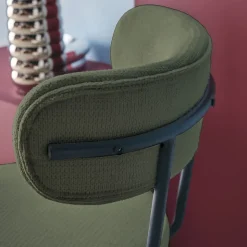 Lot de deux tabourets de bar assise rotative métal noir et tissu vert - L 50 x P 50 x H 92cm - Iris