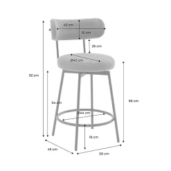 Lot de deux tabourets de bar assise rotative métal noir et tissu vert - L 50 x P 50 x H 92cm - Iris