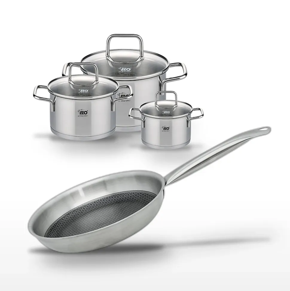 Lot de Faitouts 12/16/20 cm & Poêle 28 cm Elo Relief Solution