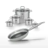 Lot de Faitouts Elo Relief Solution en inox 12/14/16/20/26 cm et Poêle 24 cm