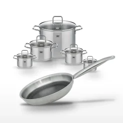 Lot de Faitouts Elo Relief Solution en inox 12/14/16/20/26 cm et Poêle 24 cm