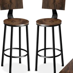 Lot de tabourets de bar avec grands dossiers confortables Style industriel