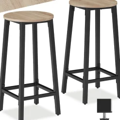 Lot de tabourets de bar style industriel en Bois et acier