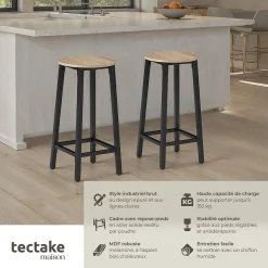 Lot de tabourets de bar style industriel en Bois et acier