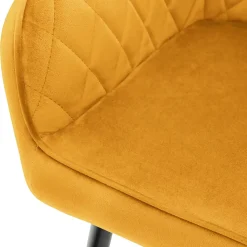 Lot de 4x chaises de salle à manger rembourrée en velours fauteuils en moutarde