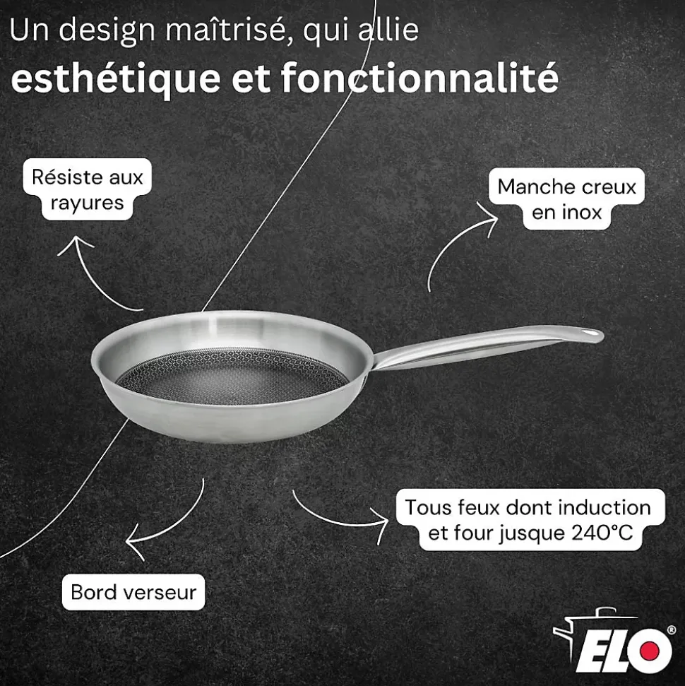 Lot Faitout 26cm, Poêle 24cm & Faitout 12cm Elo Relief Solution