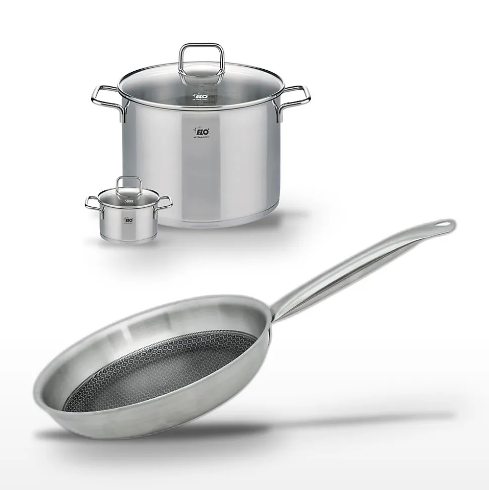 Lot Faitout 26cm, Poêle 24cm & Faitout 12cm Elo Relief Solution