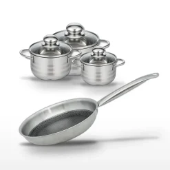 Lot Poêle 28 cm & 3 Faitouts 12/14/16 cm Elo Relief Solution