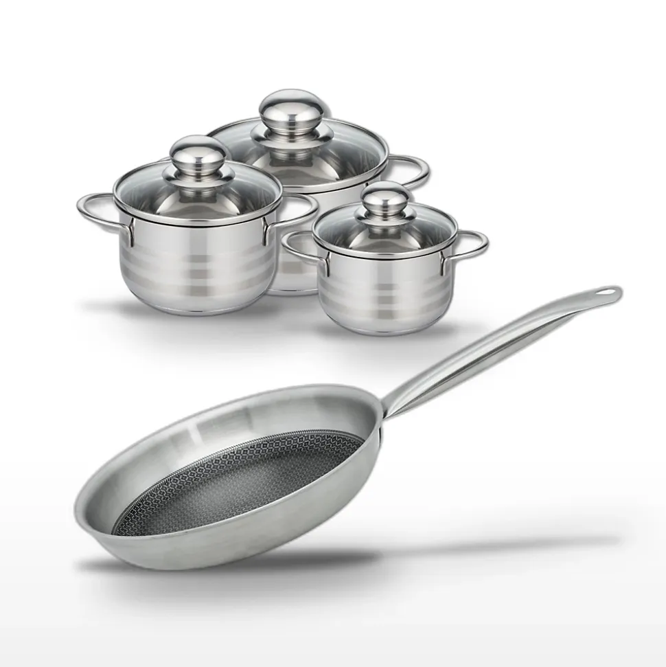 Lot Poêle 28 cm & 3 Faitouts 12/14/16 cm Elo Relief Solution