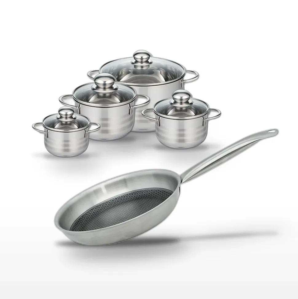 Lot Poêle 24 cm & 4 Faitouts Elo Relief Solution