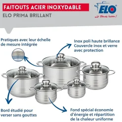 Lot Poêle 24 cm Elo Bistro Line & 2 Faitouts Elo Brillant