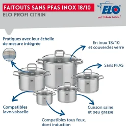 Lot Poêle 32 cm Elo Bistro Line & 4 Faitouts Elo Citrin