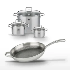 Lot Poêle 32 cm Elo Relief Evolution & 3 Faitouts Elo avec couvercles