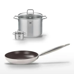 Lot Poêle 32 cm et 2 Faitouts 12/26 cm Elo Bistro Line