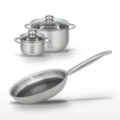 Lot Poêle 24cm & 2 Faitouts 14/24cm Elo Relief Solution