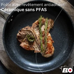 Lot Poêle 32cm Elo Profi Therm Platinum et 2 Faitouts Elo Citrin