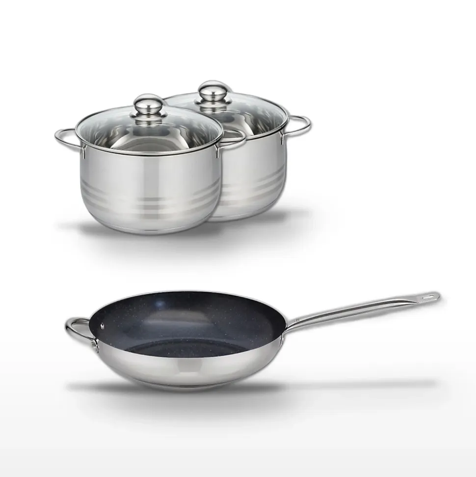 Lot Poêle 32cm et 2 Faitouts 20/24cm Elo Profi Therm Platinum