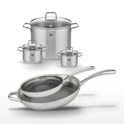 Lot Poêles 32 cm & 28 cm en inox Elo Relief Evolution