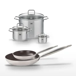 Lot Poêles 24/32 cm avec revêtement céramique sans PFAS & Faitouts 12/20/26 cm Elo Bistro Line Citrin