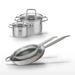 Lot Poêles 32cm & 28cm Elo Relief Solution avec Faitouts 20cm & 14cm