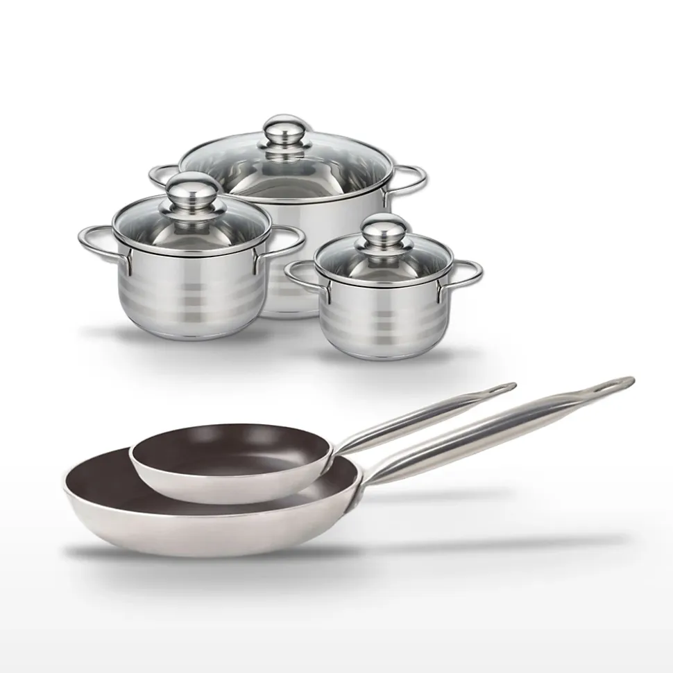 Lot Poêles 24cm & 32cm et Faitouts 14/16/20cm Elo Bistro Line