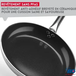 Lot Poêles 24/28cm avec revêtement céramique sans PFAS & Faitouts 14/26cm Elo Bistro Line Citrin