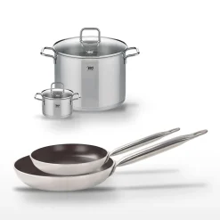 Lot Poêles 24/28cm avec revêtement céramique sans PFAS & Faitouts 14/26cm Elo Bistro Line Citrin