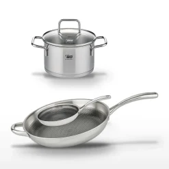 Lot Poêles 32cm et 24cm Elo Relief Evolution et Faitout 12cm