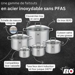 Lot Poêles 24/28cm et Faitouts 14/20/26cm Elo Profi Therm Platinum