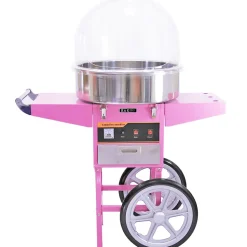 Machine à Barbe à Papa avec Charrette Rose et Dôme Acrylique