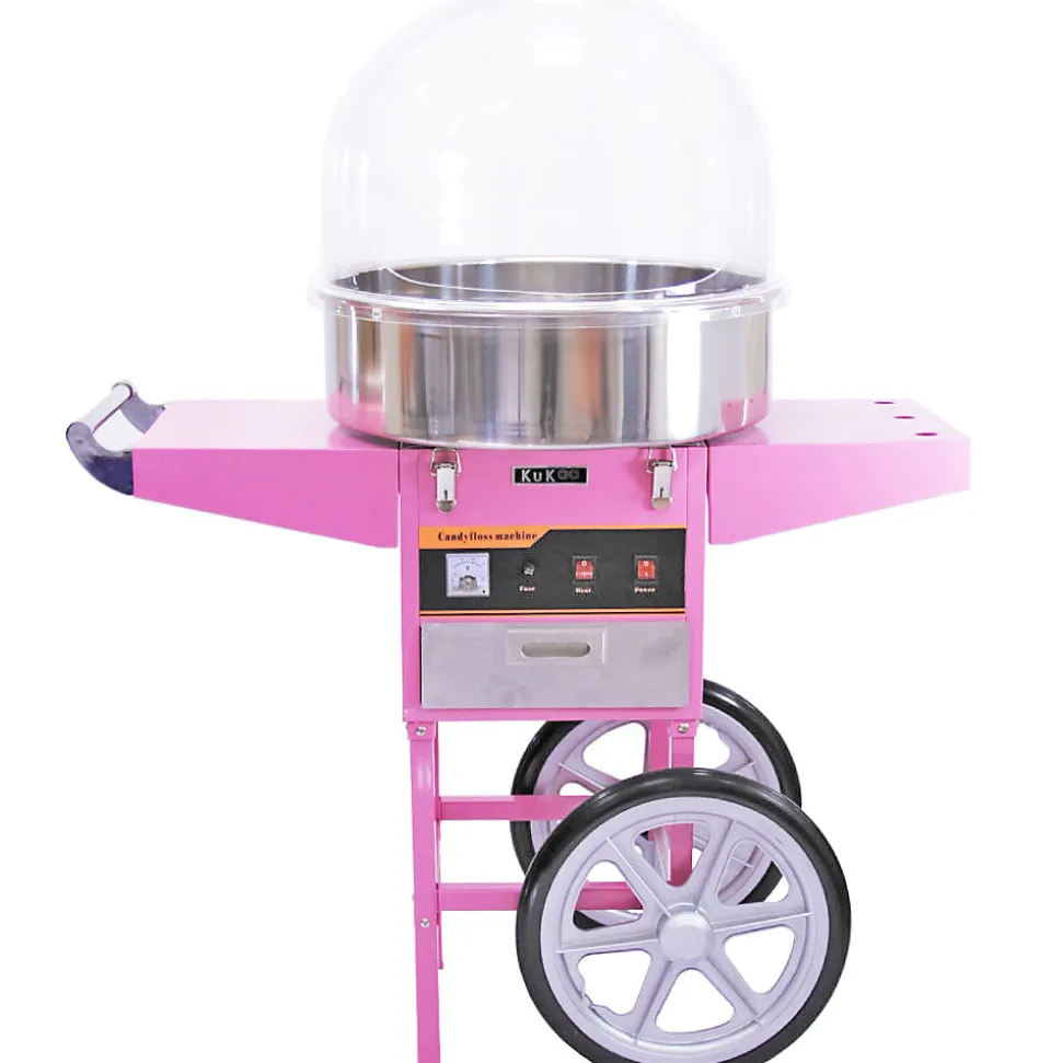 Machine à Barbe à Papa avec Charrette Rose et Dôme Acrylique