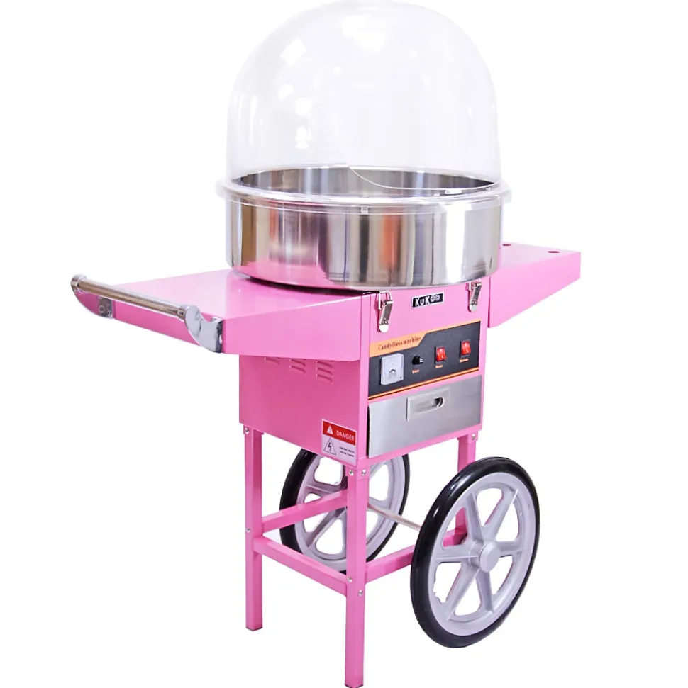 Machine à Barbe à Papa avec Charrette Rose et Dôme Acrylique