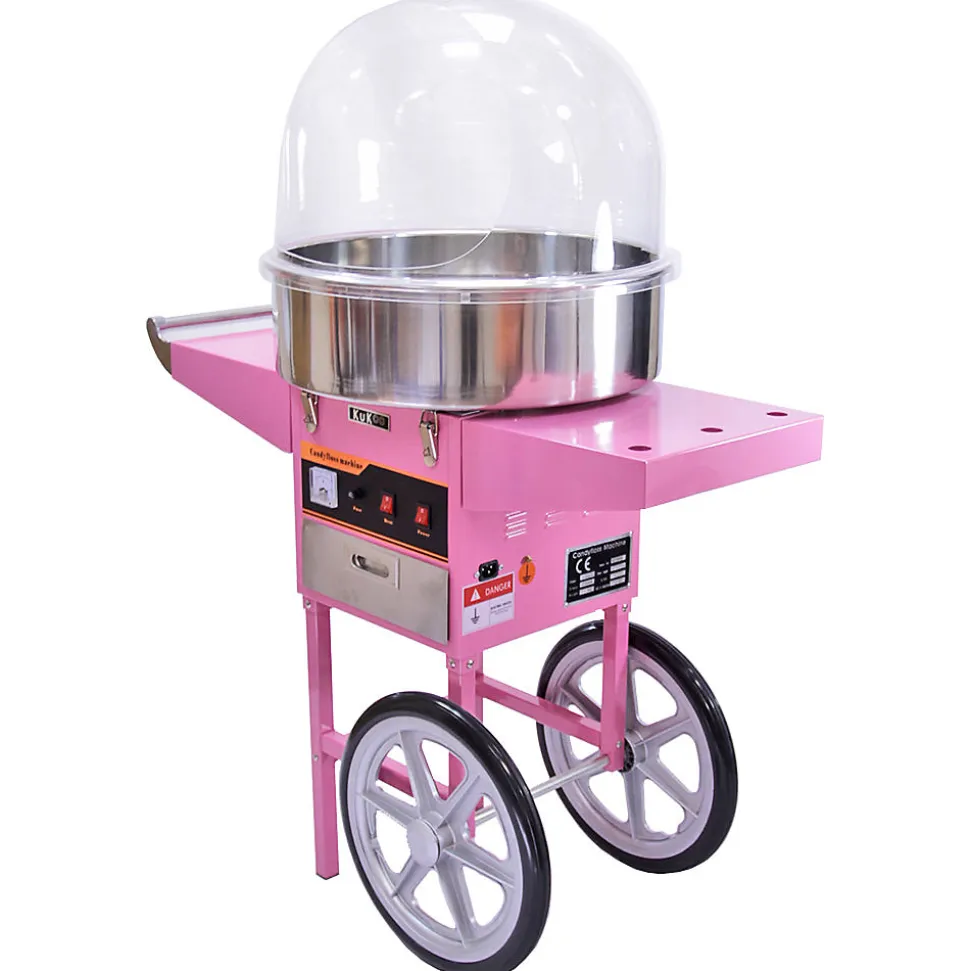 Machine à Barbe à Papa avec Charrette Rose et Dôme Acrylique