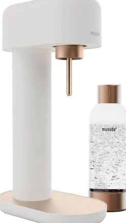 Machine à eau pétillante en aluminium (sans cylindre de CO2) avec une bouteille de gazéification d'1 litre - Blanc-Cuivre