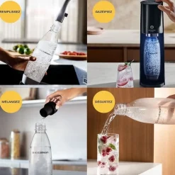 Machine à gazéifier l'eau + 1 cylindre + 1 bouteille - noir Sodastream 1012911331 e-terra