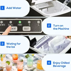 Machine à glaçon 120 W - capacité réservoir eau 1,8 L - capacité réservoir glace 0,8 Kg - cuillère et panier inclus - PP noir