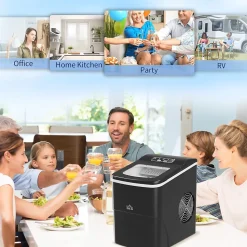 Machine à glaçon 120 W - capacité réservoir eau 1,8 L - capacité réservoir glace 0,8 Kg - cuillère et panier inclus - PP noir