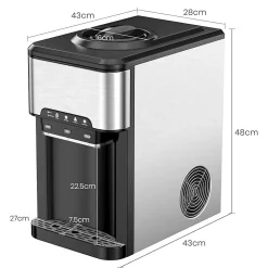 Machine à Glaçons 3 en 1 avec Glace 18KG 24H Eau Chaude et Froide Distributeur d eau avec Réservoir 3 L Contrôle Tactile