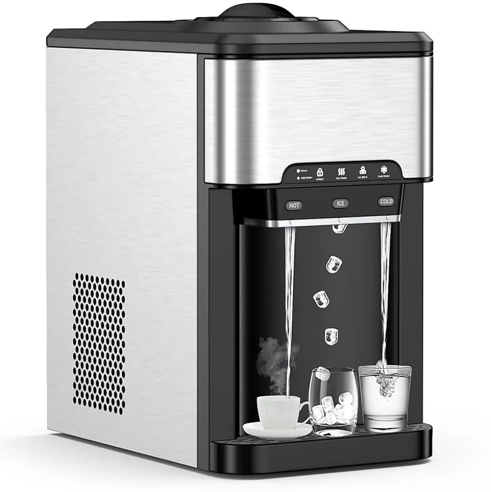Machine à Glaçons 3 en 1 avec Glace 18KG 24H Eau Chaude et Froide Distributeur d eau avec Réservoir 3 L Contrôle Tactile