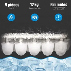 Machine à Glaçons 13 kg en 24 h 2 Tailles de Glaçons Automatique Électrique Vert